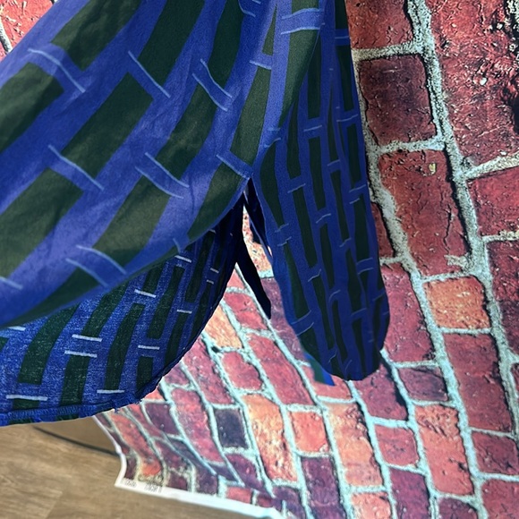 $180 Anthropologie Corey Lynn Calter Blue Geometric Shirt Dress XS - Picture 7 of 11